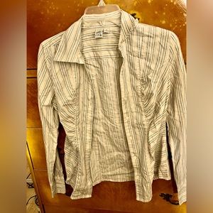 Women’s beige button up dress shirt